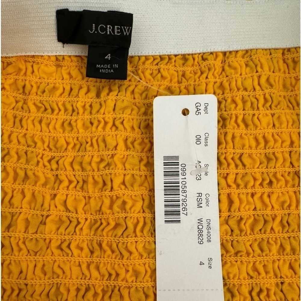 J.Crew Smocked Midi Skirt Yellow Floral Boho Flounce Hem Size 4 NWT - Picture 10 of 10